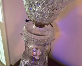 vintage cut crystal hurricane electric lamp