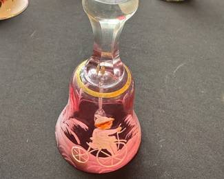 Handpainted Cranberry Glass Bell
