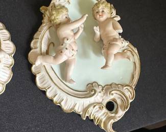 Pair of Vintage Cherub Wall Plaques