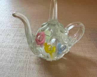 vintage art glass teapot paperweight