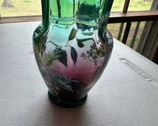 handpainted art glass vase