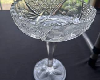 vintage crystal pedestal compote glass