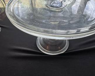 antique glass pedestal cake stand