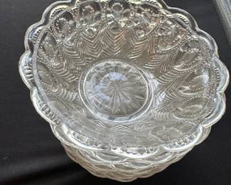 Vintage Clear Pressed Glass Bowls Set