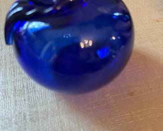 Cobalt Blue Art Glass Apple