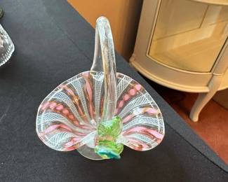 vintage Murano art glass basket