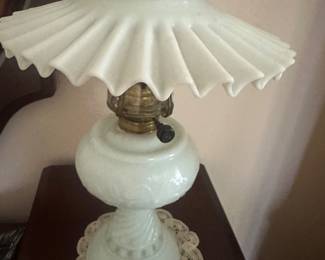 vintage white milk glass hurricane lamp