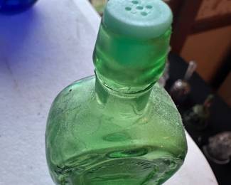 Vintage Green Glass Salt Shaker
