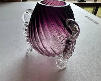 swirled purple Murano glass vase