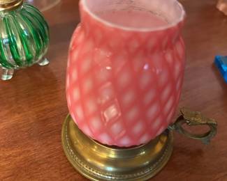 pink diamond quilted satin glass lamp