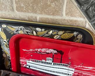 vintage metal trays