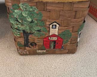 vintage hand-painted woven basket purse