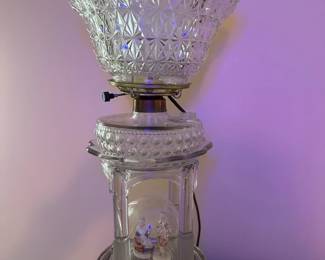 vintage cut crystal hurricane electric lamp