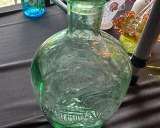 Vintage Green Glass Decanter Bottle
