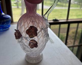 Fenton Glass French Trellis Opalescent Dusty Rose pitcher