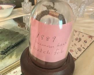 1889 Human Hair Watch Fob Dome