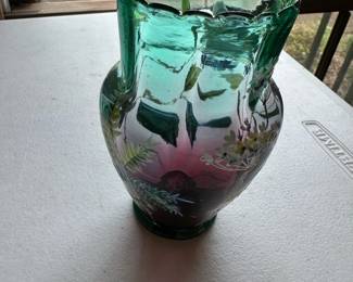 handpainted art glass vase