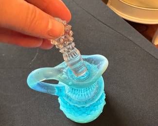 Blue Opalescent Glass Perfume Bottle
