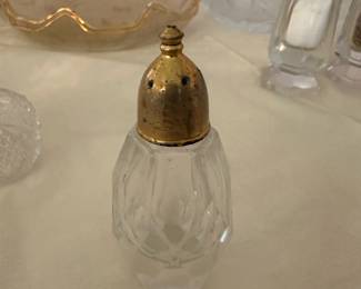 Vintage Glass Salt Shaker with Brass Cap