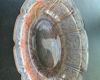 Depression Glass Pink Etched Bowl