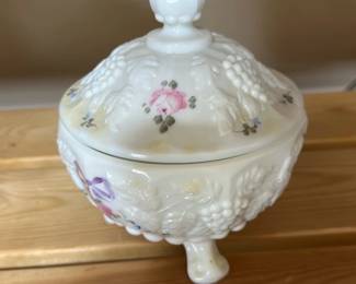 Vintage Milk Glass Covered Candy Dish