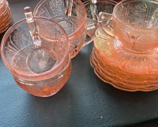 Set of 6 Pink Depression Glass Cups and