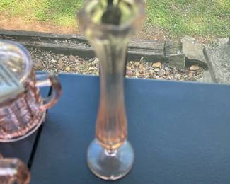 Vintage Pink to Yellow Glass Bud Vase