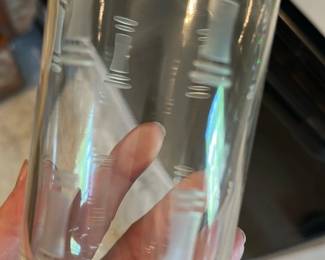 Set of 5 Clear Etched Glasses
