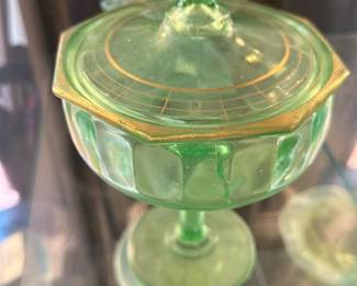 Vintage Green Glass Candy Dish