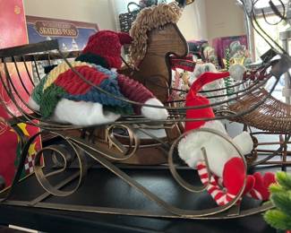 Vintage Metal and Wood Holiday Sleigh