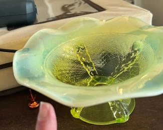 Uranium Glass Compote Dish