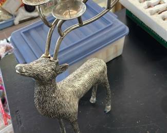 Silver Deer Antler Candle Holder