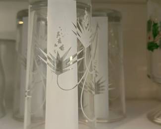 Set of 5 Etched Glass Tumblers