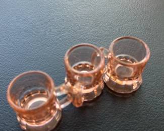 Vintage Pink Miniature Glass Mugs