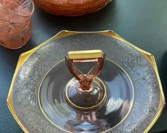 Pink Depression Glass Serving Tra
