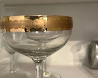Gold Trim Crystal Champagne Coupe