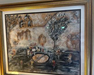 Framed Village Scene Art Print