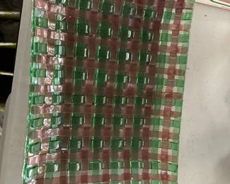 Green and Pink Glass Decorative Tray