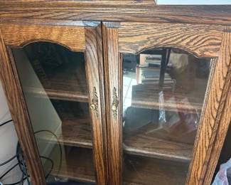 Oak Glass Door Display Cabinet