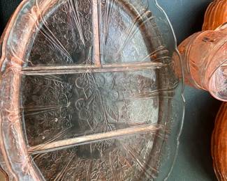 Pink Depression Glass Divided Dish