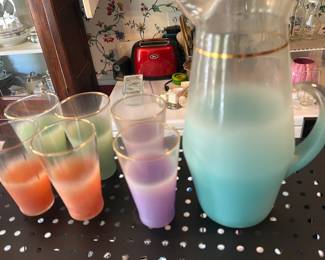 Frosted Glass Pitcher and Tumblers Set