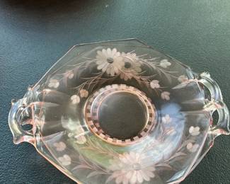 2-Pink Depression Glass Plate