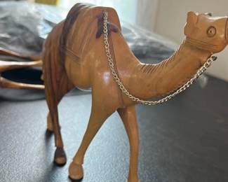 Hand Carved Wood Camel Figurine