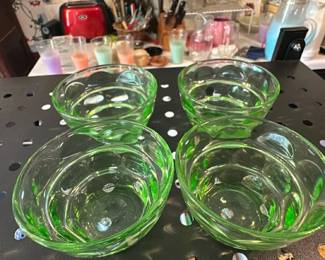 Vintage Green Depression Glass Bowls