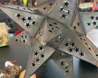Metal Star Lantern with Cutout Stars