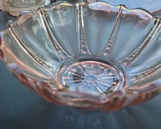 Pink Depression Glass Serving Bowl