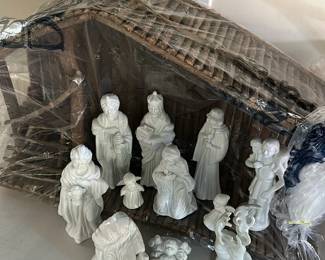13 pc White Porcelain Nativity Set