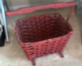 Red Woven Basket with Handle
