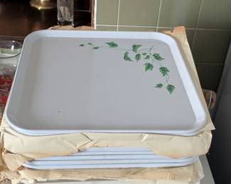 Vintage Serv-a-Dish metal platters with several paper inserts boxes (see next picture)