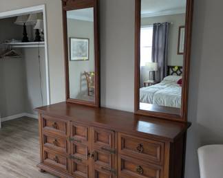 Vintage double mirror dresser (matching tall dresser also for sale)